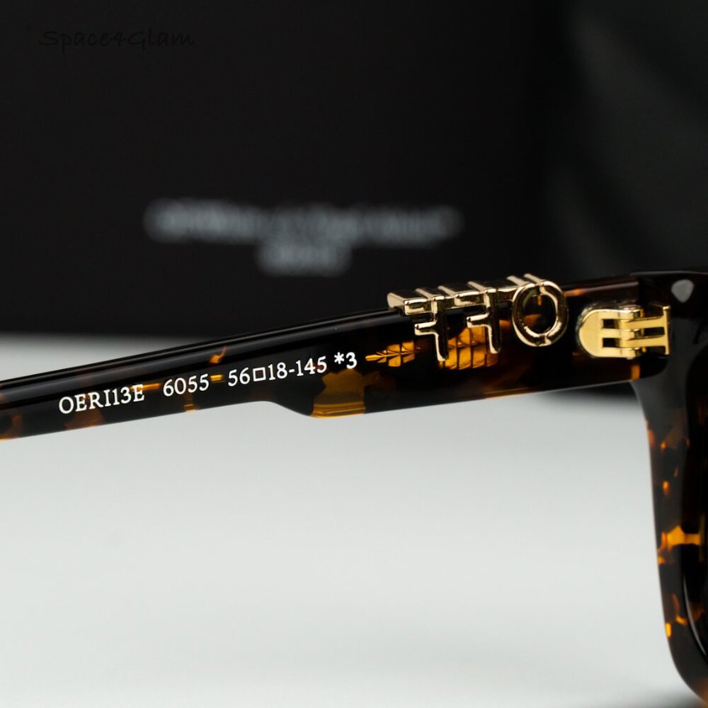 Off-White Men Sunglasses Havana Green Square OERI13E ALBANY 6055 NEW AUTHENTIC - Picture 6 of 9
